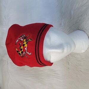 SPORT TEK Maryland Flag Embroidered Crab Red Black Beanie Knit Winter Skull Hat‎